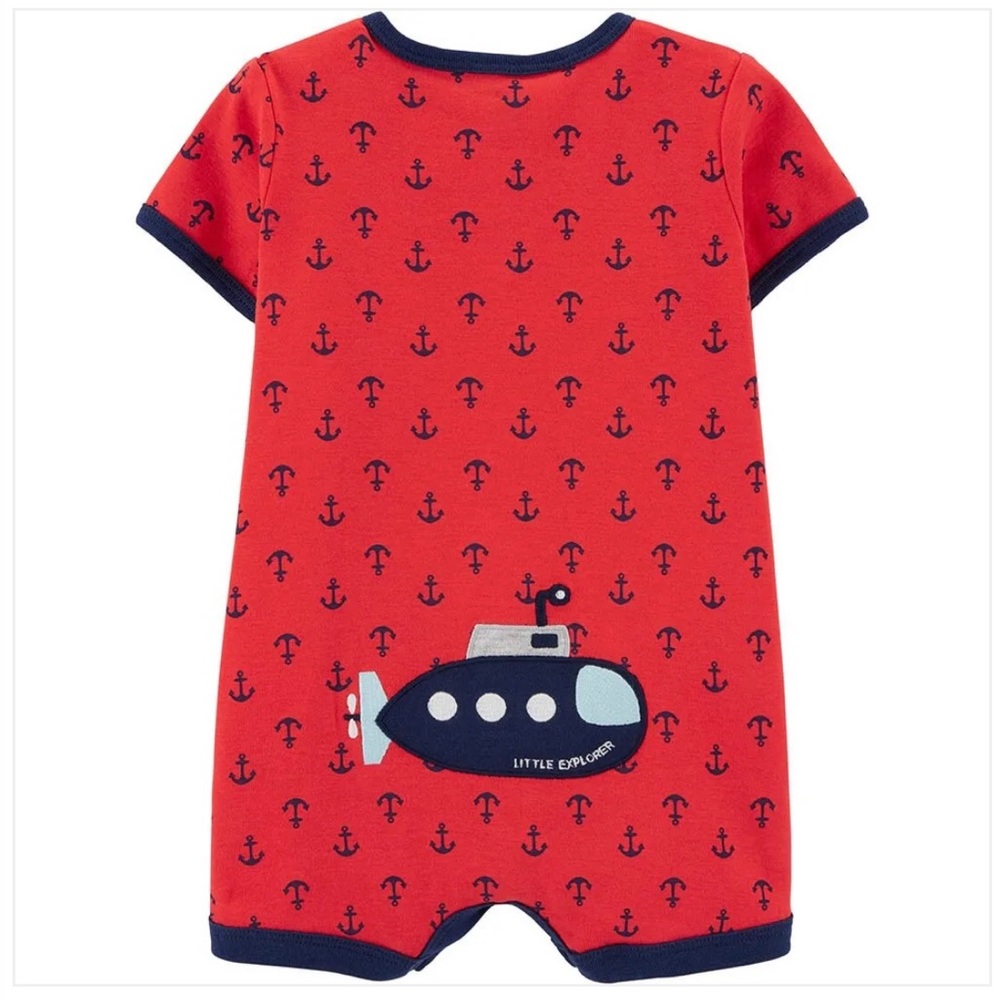 Carter's Baby Boy Anchor Snap-Up 1-piece Romper Red/Black - Size 12 Months - New